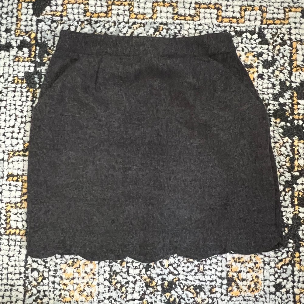 Dark Gray Scalloped High Waisted Skirt - Size Small
